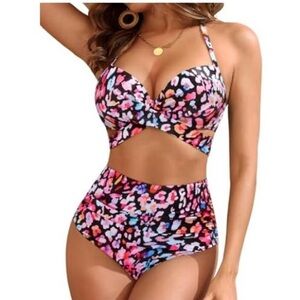 Criss Cross Floral Bikini - Medium NEW Underwire/Tummy Control